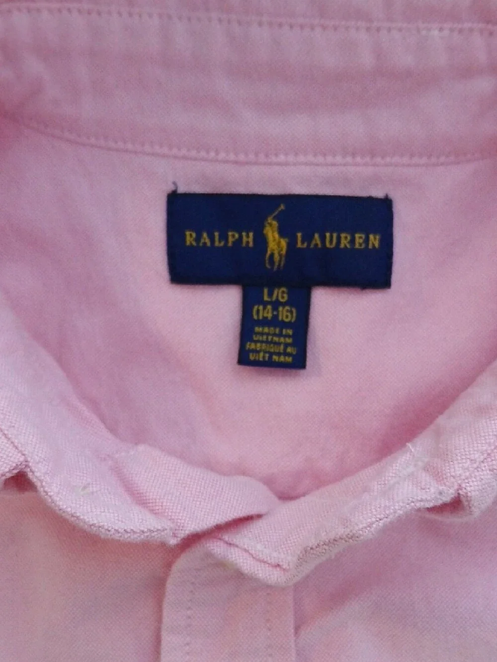 Ralph Lauren Light Pink Button-Down Shirt with Embroidered Pony KIDS LARGE